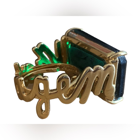 ♠️ KATE SPADE NEW YORK What a Gem Emerald Green Crystal Gold Womans Ring Jewelry - Picture 2 of 10